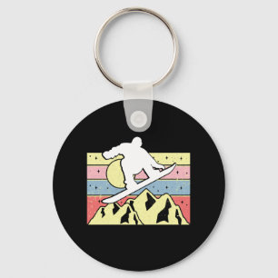 Snowboarder Snowboarding Snowboard Retro Key Ring