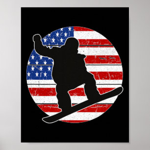 Snowboarder Snowboarding Snowboard Usa Flag Americ Poster