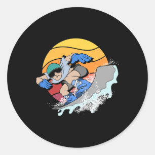 Snowboarder Snowboarding Winter Sport Retro Snowbo Classic Round Sticker
