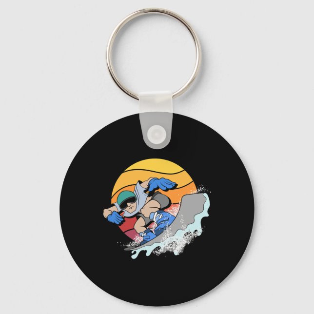Snowboarder Snowboarding Winter Sport Retro Snowbo Key Ring (Front)