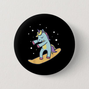 Snowboarder Unicorn Snowboarding Winter Sports Ski 6 Cm Round Badge