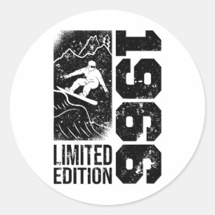 Snowboarder Vintage 1966 Birthday Snowboarding Sno Classic Round Sticker