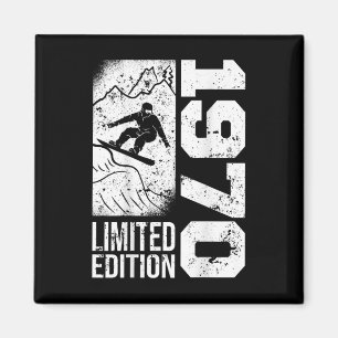 Snowboarder Vintage 1970 Birthday Snowboarding Sno Magnet