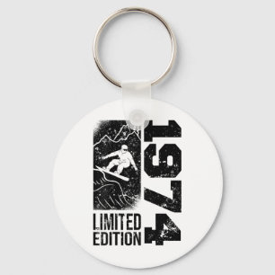 Snowboarder Vintage 1974 Birthday Snowboarding Sno Key Ring