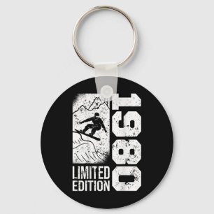 Snowboarder Vintage 1980 Birthday Snowboarding Sno Key Ring