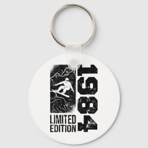 Snowboarder Vintage 1984 Birthday Snowboarding Sno Key Ring
