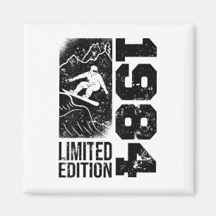 Snowboarder Vintage 1984 Birthday Snowboarding Sno Magnet