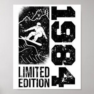 Snowboarder Vintage 1984 Birthday Snowboarding Sno Poster