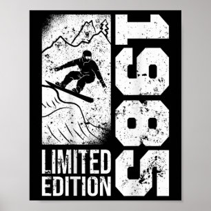 Snowboarder Vintage 1985 Birthday Snowboarding Sno Poster