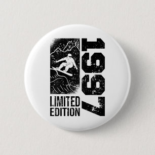 Snowboarder Vintage 1997 Birthday Snowboarding Sno 6 Cm Round Badge