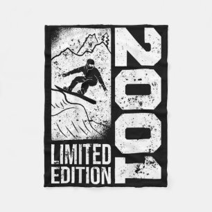 Snowboarder Vintage 2001 Birthday Snowboarding Sno Fleece Blanket