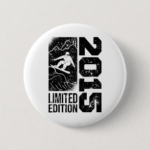 Snowboarder Vintage 2015 Birthday Snowboarding Sno 6 Cm Round Badge