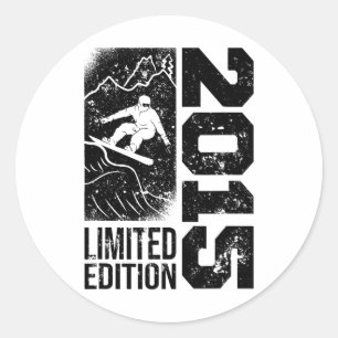 Snowboarder Vintage 2015 Birthday Snowboarding Sno Classic Round Sticker