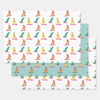 Snowboarders Pattern Holiday Xmas 