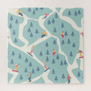 Snowboarders, winter resort, active recreation. jigsaw puzzle
