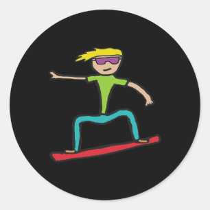 Snowboarding 2 classic round sticker