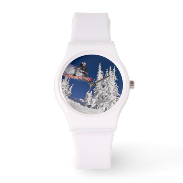 Snowboarding action at Whitefish Mountain Resort Watch (Front)