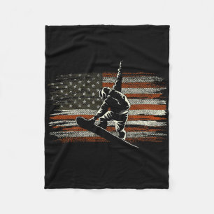 Snowboarding American Flag For Snowboarder Skiing Fleece Blanket