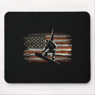 Snowboarding American Flag For Snowboarder Skiing Mouse Pad