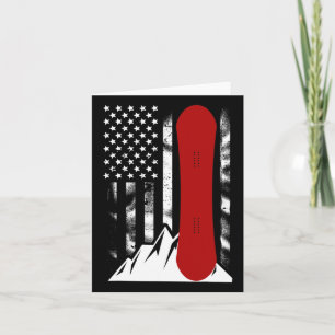 Snowboarding American Flag Skiing Snowboard For Wo Card