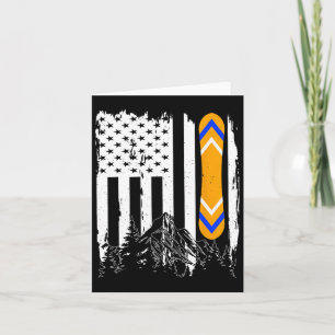 Snowboarding American Flag Winter Sports Mountains Card