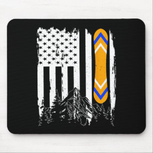 Snowboarding American Flag Winter Sports Mountains Mouse Pad