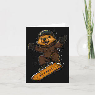 Snowboarding Animals- Beaver On A Snowboard Snowbo Card