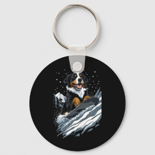 Snowboarding Animals- Bernese Mountain Dog On A Sn Key Ring