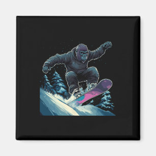 Snowboarding Animals- Gorilla On A Snowboard Snowb Magnet