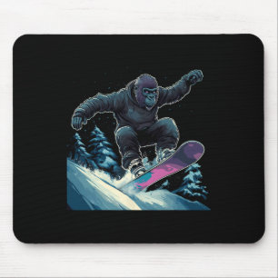 Snowboarding Animals- Gorilla On A Snowboard Snowb Mouse Pad