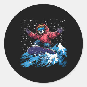 Snowboarding Animals- Sloth On A Snowboard Snowboa Classic Round Sticker