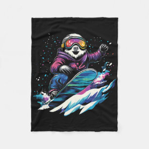 Snowboarding Animals- Sloth On A Snowboard Snowboa Fleece Blanket