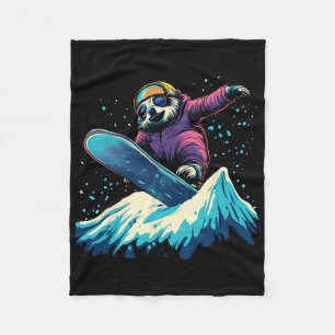 Snowboarding Animals- Sloth On A Snowboard Snowboa Fleece Blanket