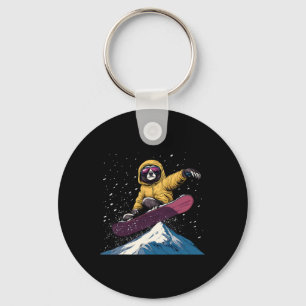 Snowboarding Animals- Sloth On A Snowboard Snowboa Key Ring