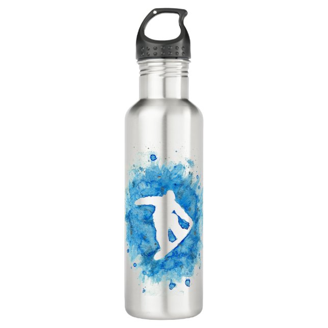 Snowboarding art 710 ml water bottle (Front)