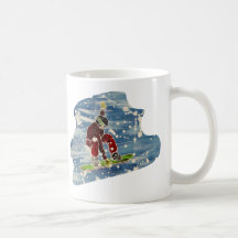 Snowboarding art mug