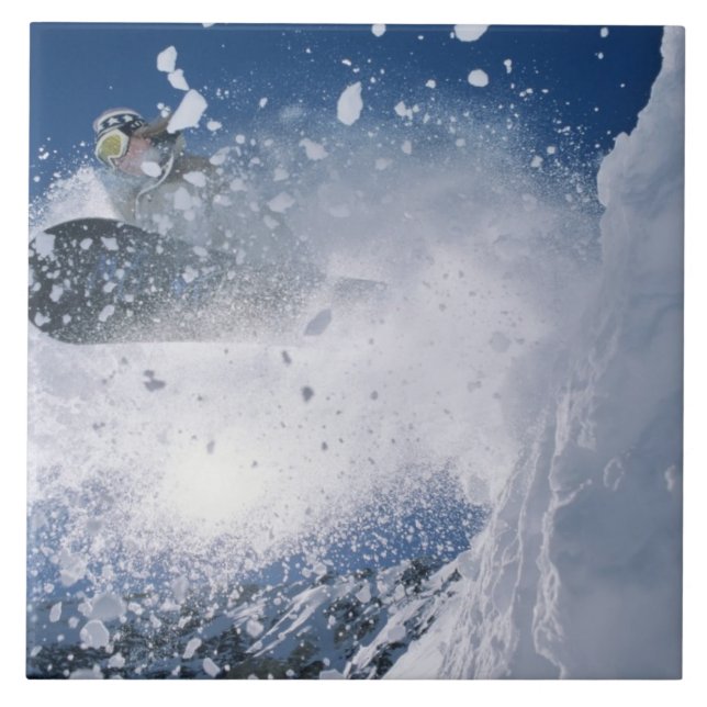 Snowboarding at Snowbird Resort, Wasatch Ceramic Tile (Front)