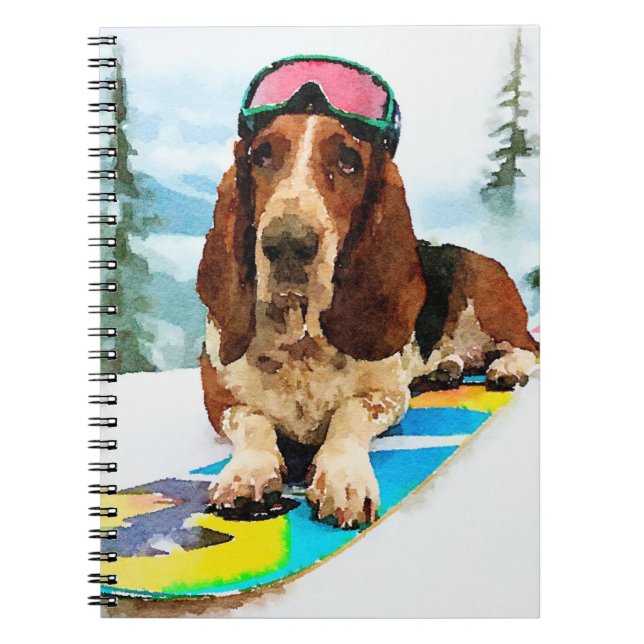Snowboarding Basset hound Notebook (Front)