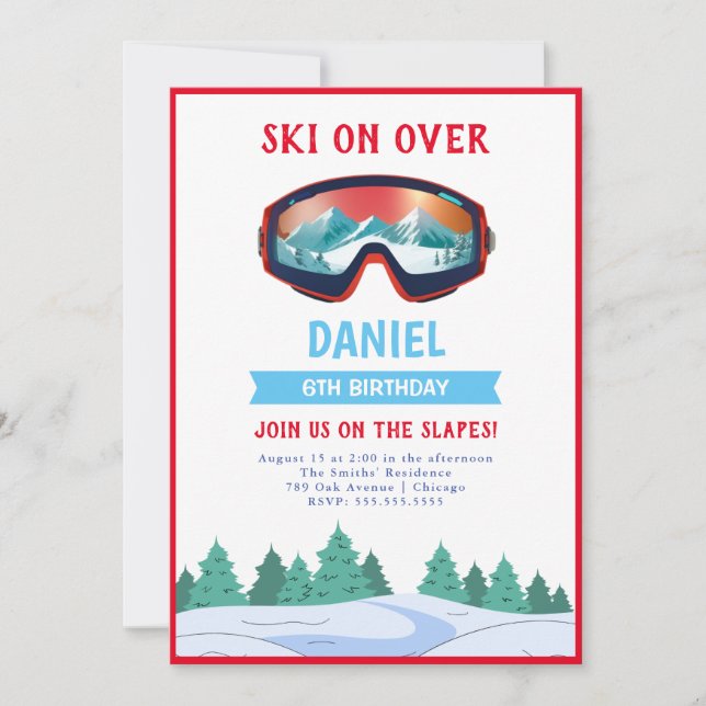 Snowboarding Birthday Party Invitation (Front)