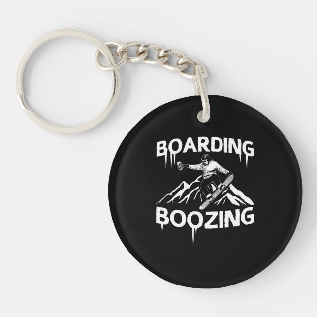 Snowboarding Boozing Key Ring (Front)
