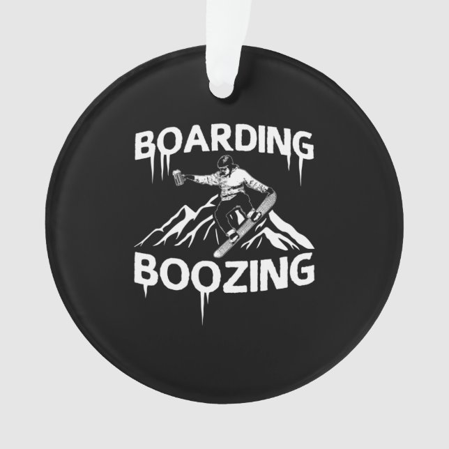 Snowboarding Boozing Ornament (Front)