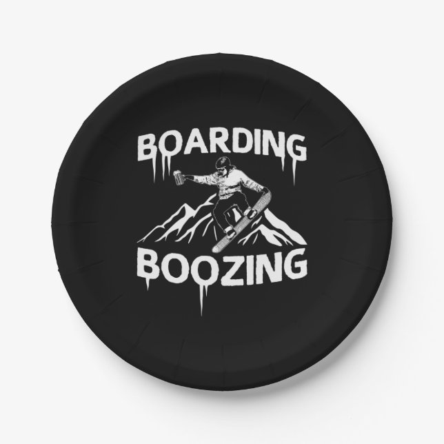 Snowboarding Boozing Paper Plate (Front)