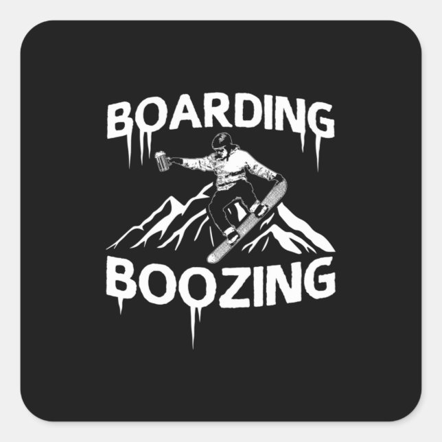 Snowboarding Boozing Square Sticker (Front)