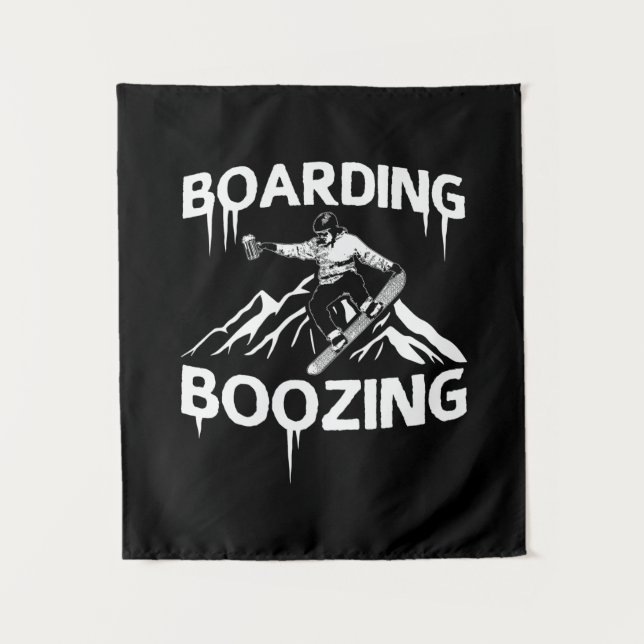 Snowboarding Boozing Tapestry (Front)