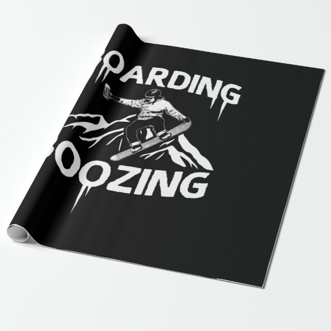 Snowboarding Boozing Wrapping Paper (Unrolled)