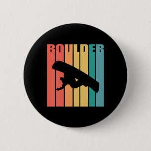 Snowboarding Boulder Colorado 70s Silhouette Gift 6 Cm Round Badge