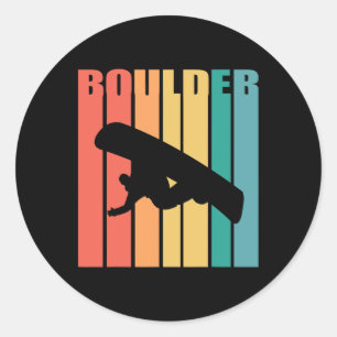 Snowboarding Boulder Colorado 70s Silhouette Gift  Classic Round Sticker