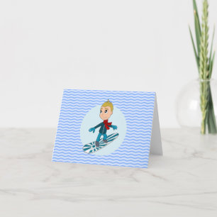 Snowboarding boy cartoon card