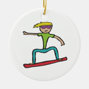 Snowboarding Ceramic Ornament