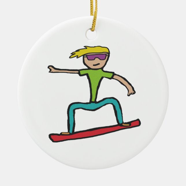 Snowboarding Ceramic Ornament (Front)
